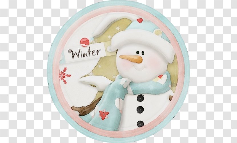 Snowman - Cartoon - Heart Plate Transparent PNG