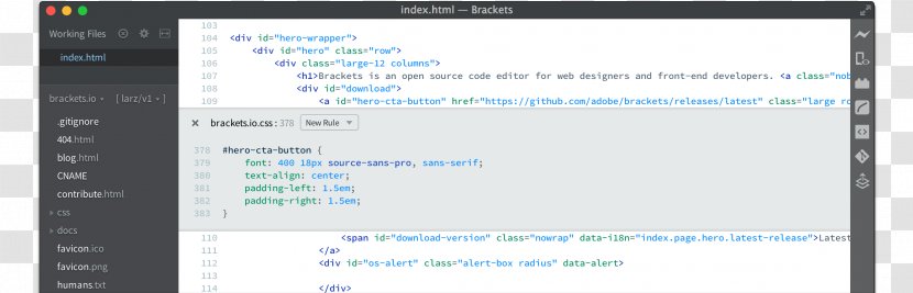 Brackets Computer Software Text Editor Source Code Programmer - Screenshot - Bracket Transparent PNG