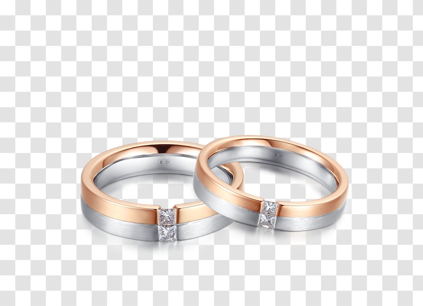 Wedding Ring Diamond Colored Gold Czerwone Złoto - Sapphire Transparent PNG