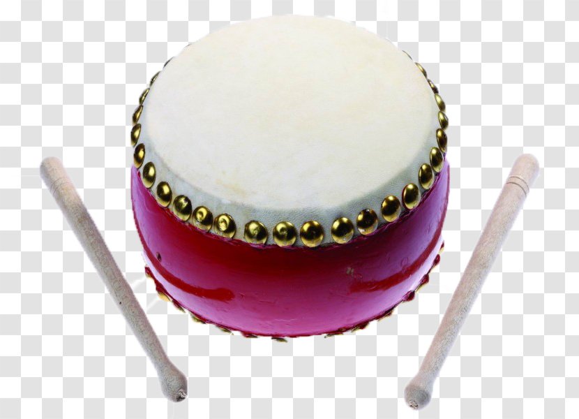 China Musical Instrument Drum - Flower - Red Transparent PNG