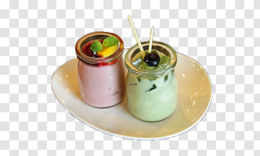 Gelatin Dessert Coconut Dish Matcha - Flavor - Two Bottles Of Jelly In Different Flavors Transparent PNG