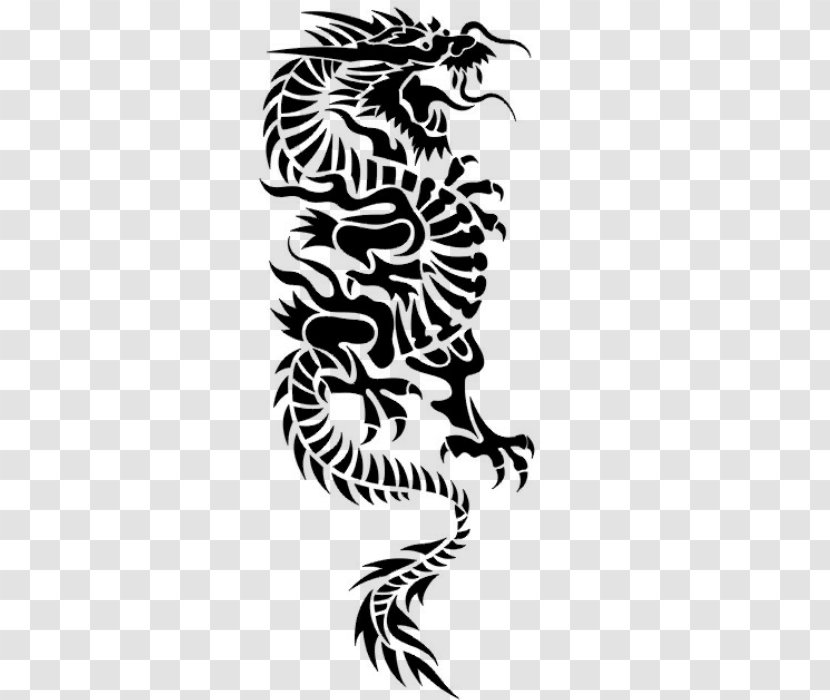 Tattoo Dragon Drawing Illustration Vector Graphics - Blackandwhite Transparent PNG