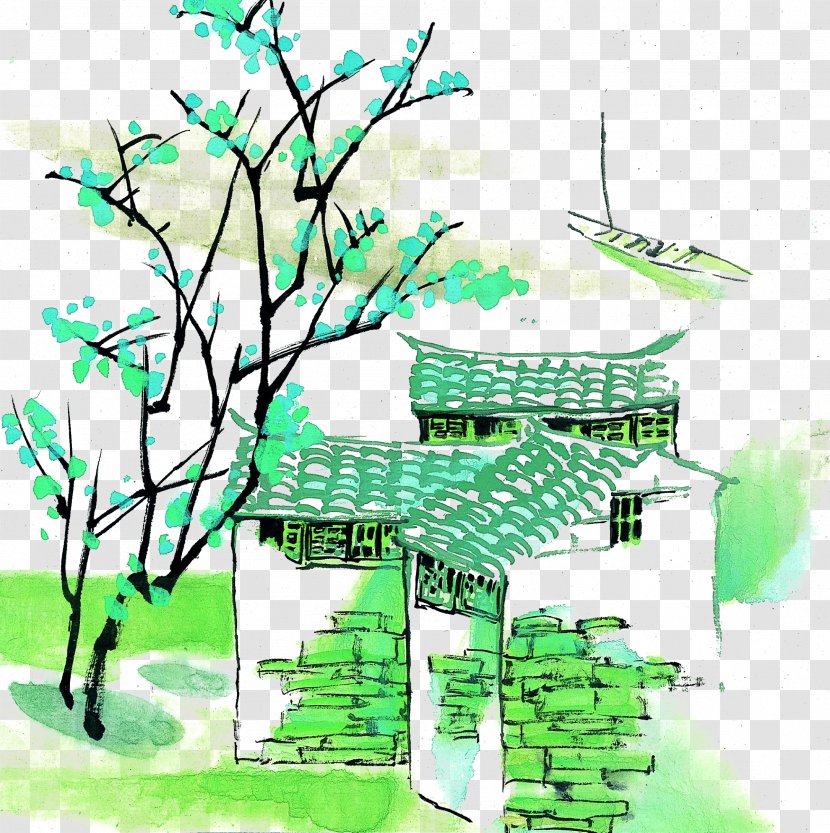 Green Jiangnan Water Village - Tree - Leaf Transparent PNG
