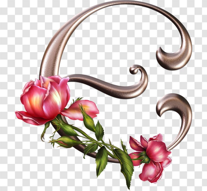 Gothic Alphabet Letter Rose Floral Design - Flower Transparent PNG