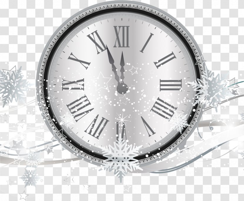 Countdown New Years Eve Clock - Timer - Silver Snowflake Clocks Transparent PNG