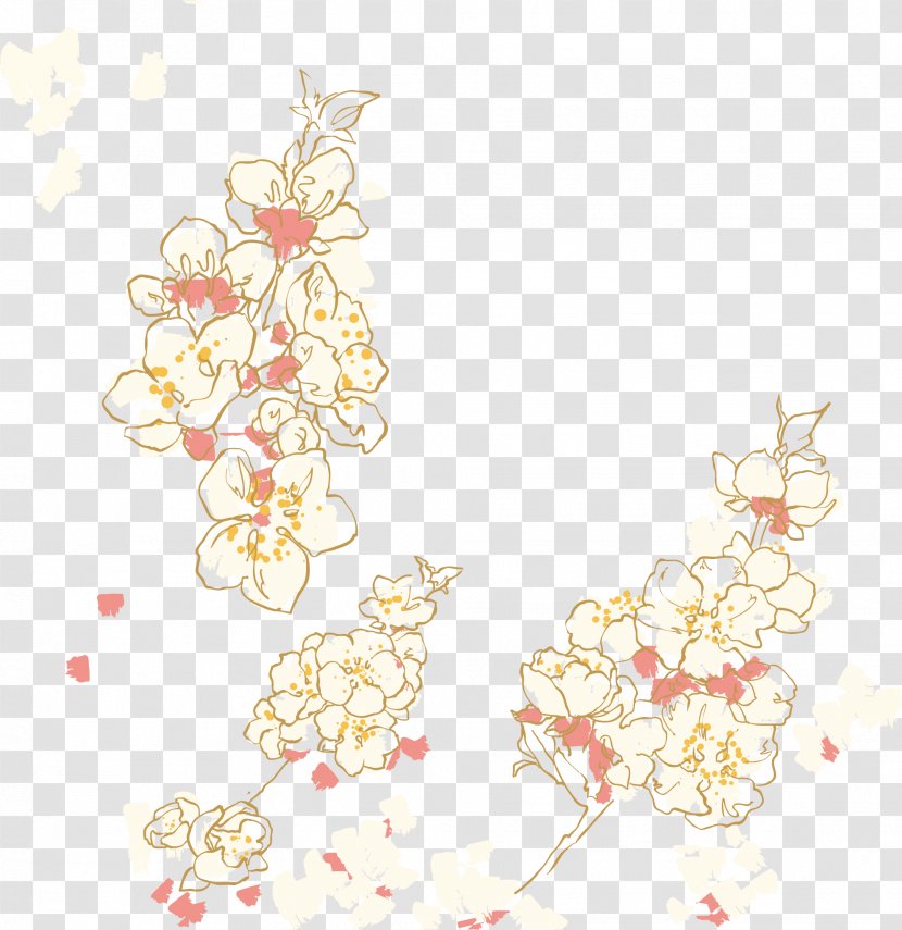 Cherry Blossom Painting Drawing - Hand-painted Blossoms Transparent PNG
