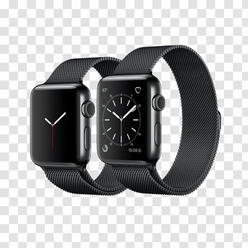 Apple Watch Series 2 3 42mm Milanese Loop Strap Space Black MLJH2AM/A Stainless Steel - Band And Transparent PNG