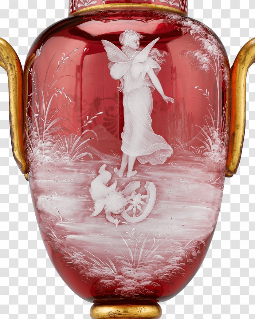 Vase Cranberry Glass Bohemian Victorian Era Transparent PNG