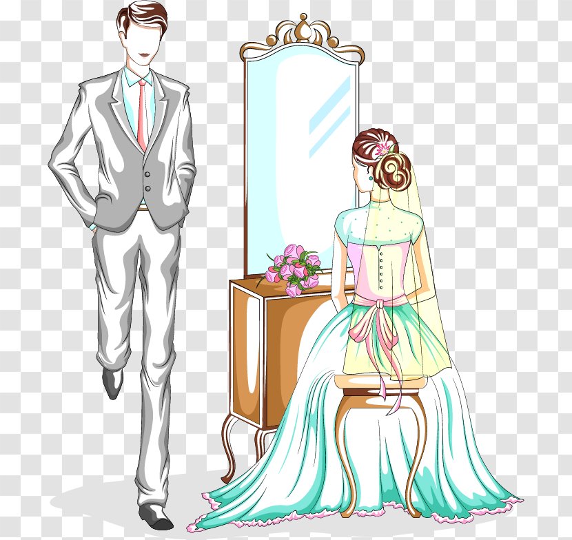 Marriage Bridegroom Romance Wedding - Bride - Valentines Day Painted The And Groom Transparent PNG