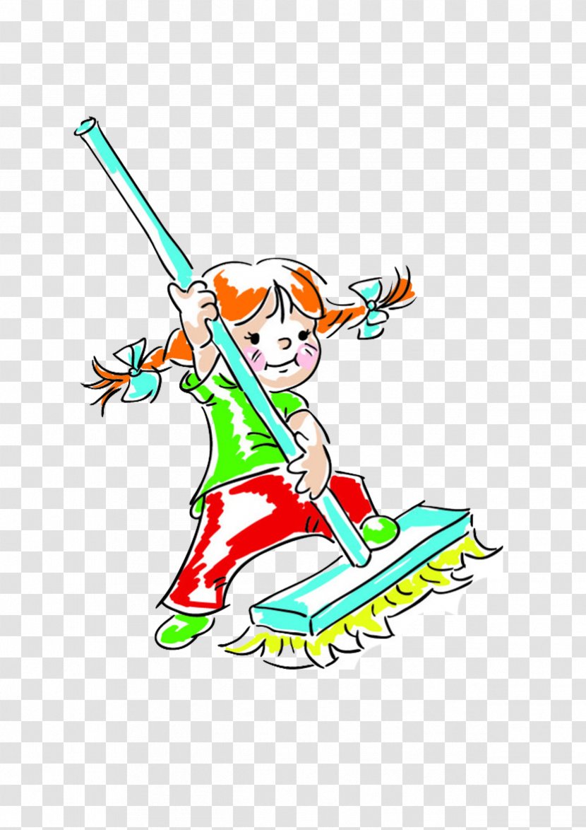 Child Housekeeping Cartoon Drawing - Animation - Clean Transparent PNG