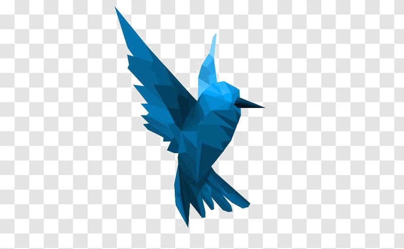 Bird Low Poly Paper Drawing Geometry - Blue Sparrow Transparent PNG