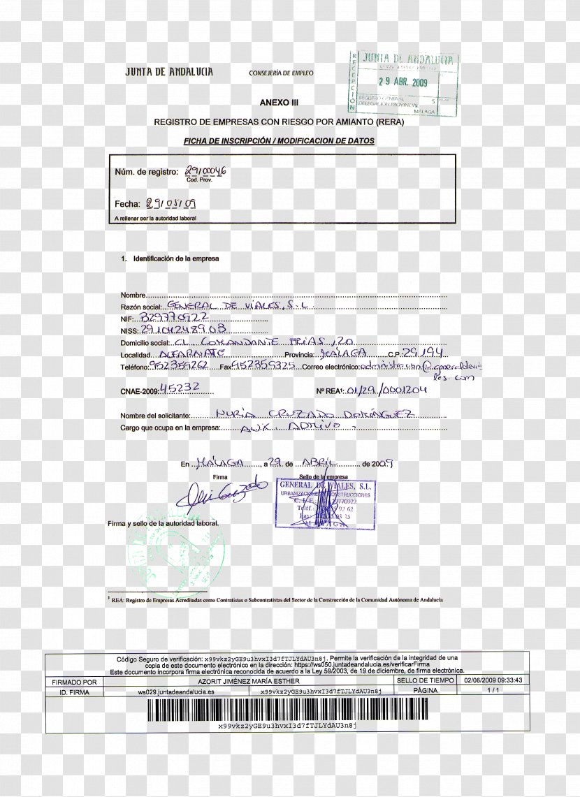 General De Viales S.L. Document Akademický Certifikát Text Asbestos - Facebook Inc - Environment Transparent PNG