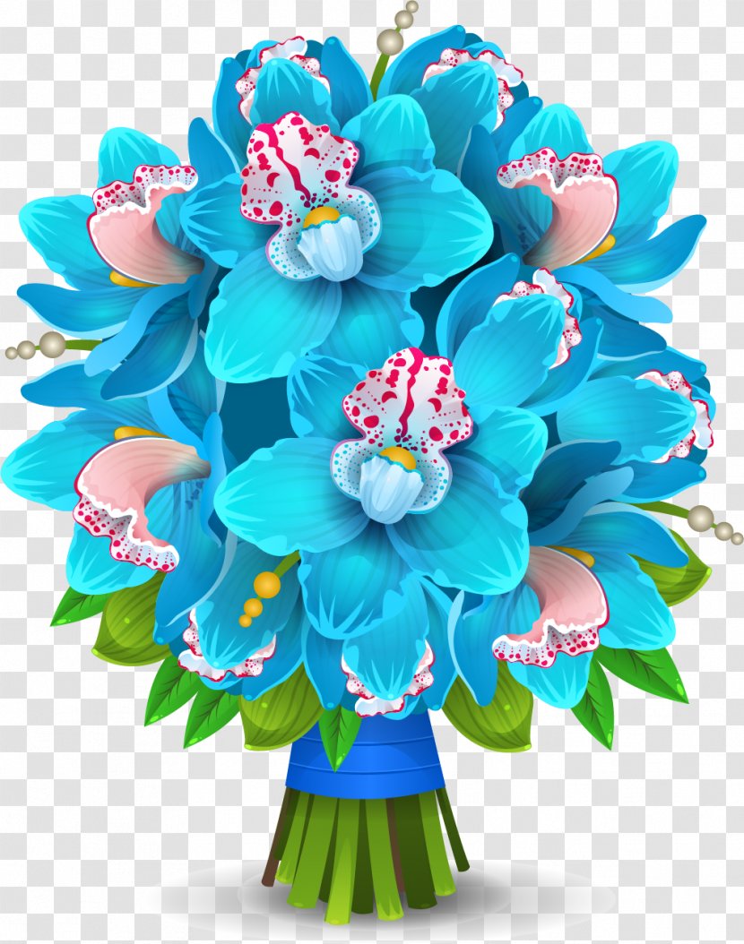 Flower Orchids - Artificial - Vector Painted A Bouquet Of Transparent PNG