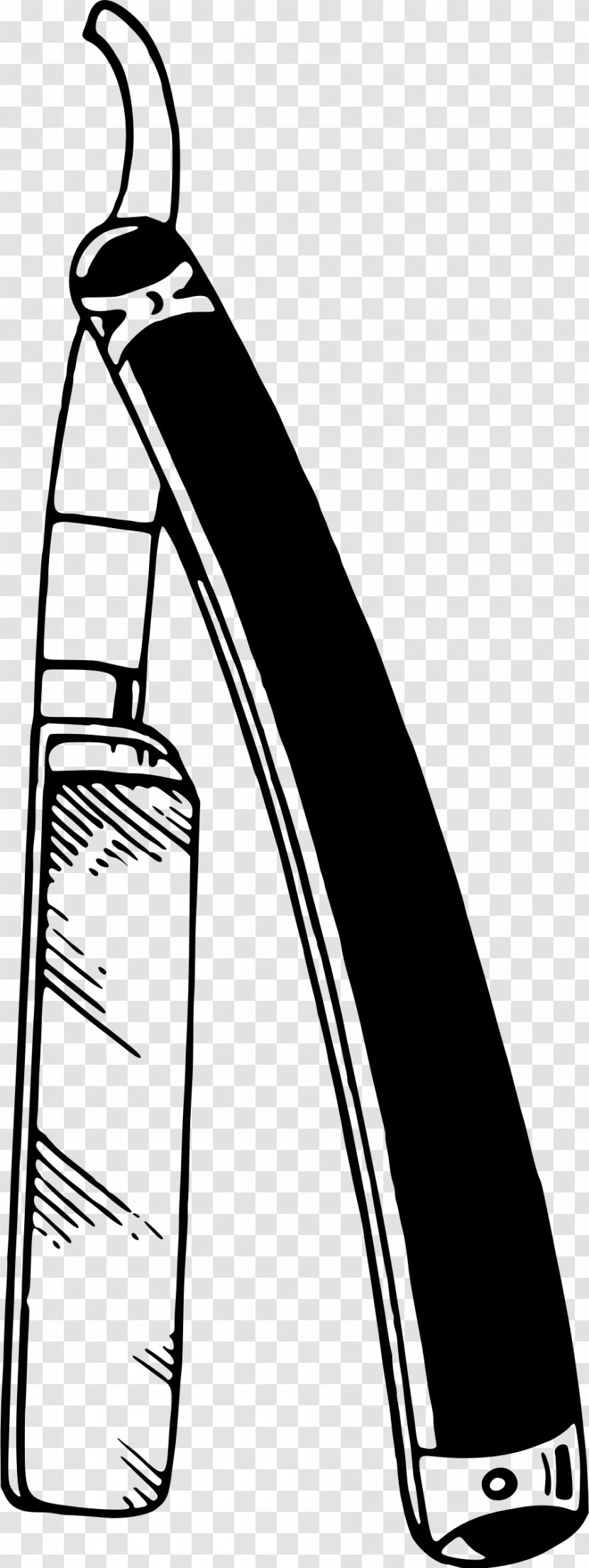 Straight Razor Clip Art - Black And White - Blade Transparent PNG