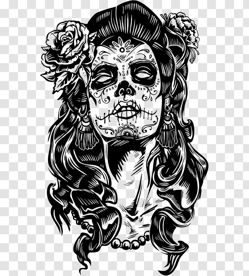 La Calavera Catrina Day Of The Dead Paper Skull - Mexican Transparent PNG