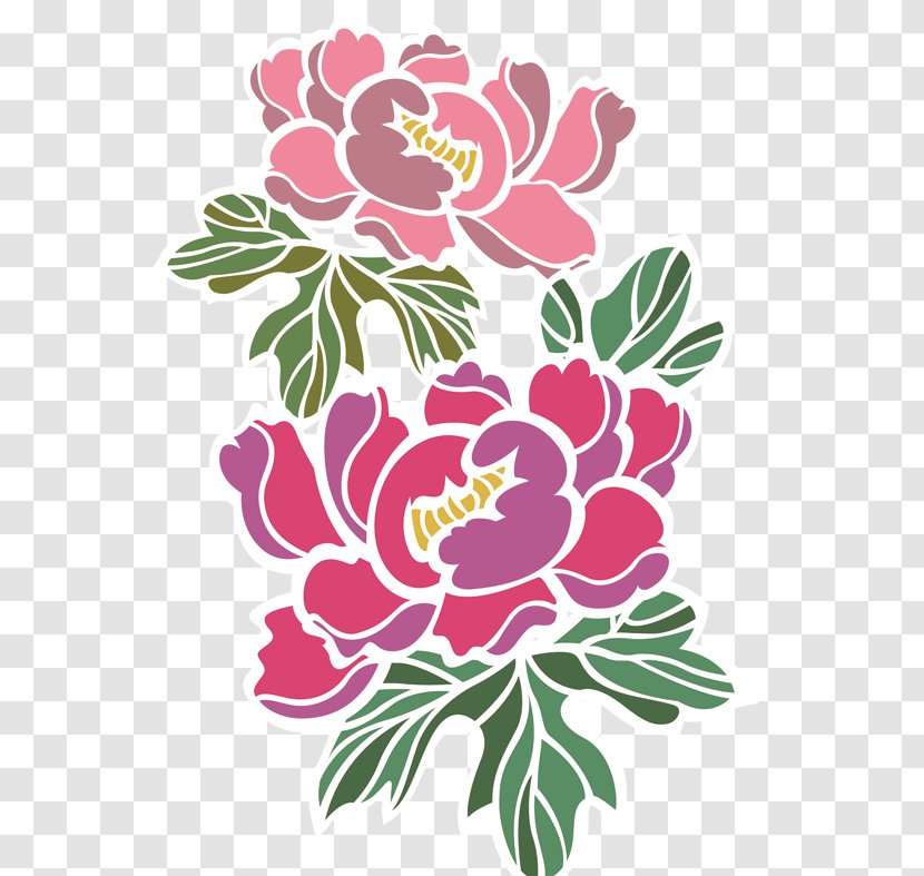 Heze Floral Design Moutan Peony - Motif - Cartoon Painted Transparent PNG