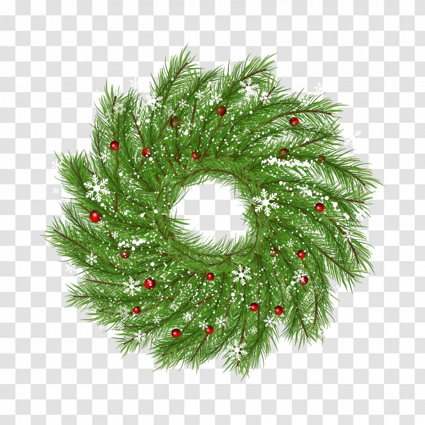 Christmas Tree Wreath Garland Santa Claus - Branch - Vector Transparent PNG