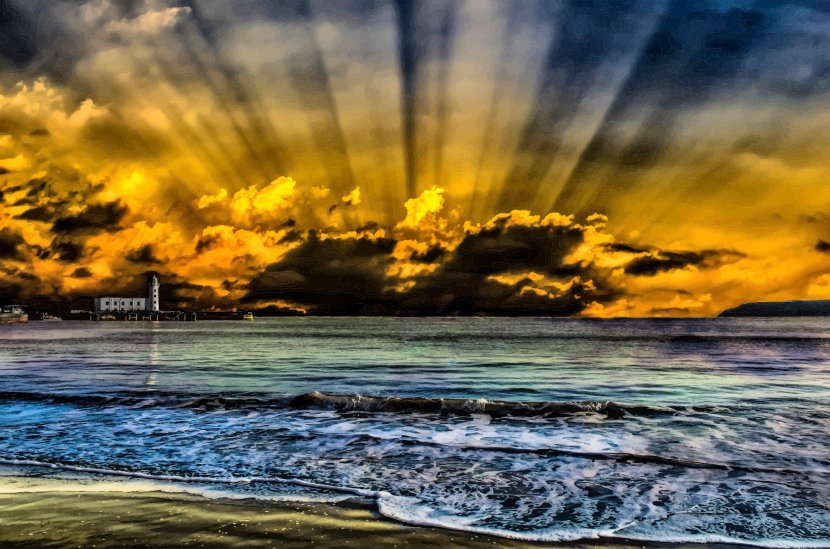 Sunset Sea Shore Beach Sunrise - Wave Transparent PNG