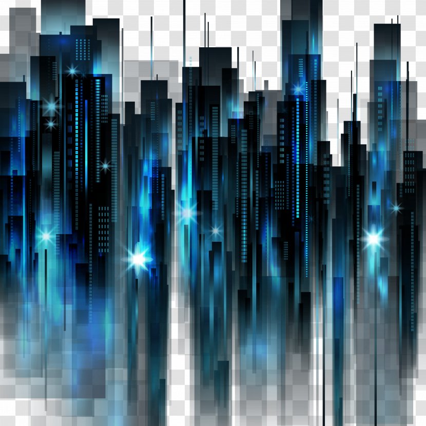 Blue Download Icon - Reflection - Star Building Effect Elements Transparent PNG