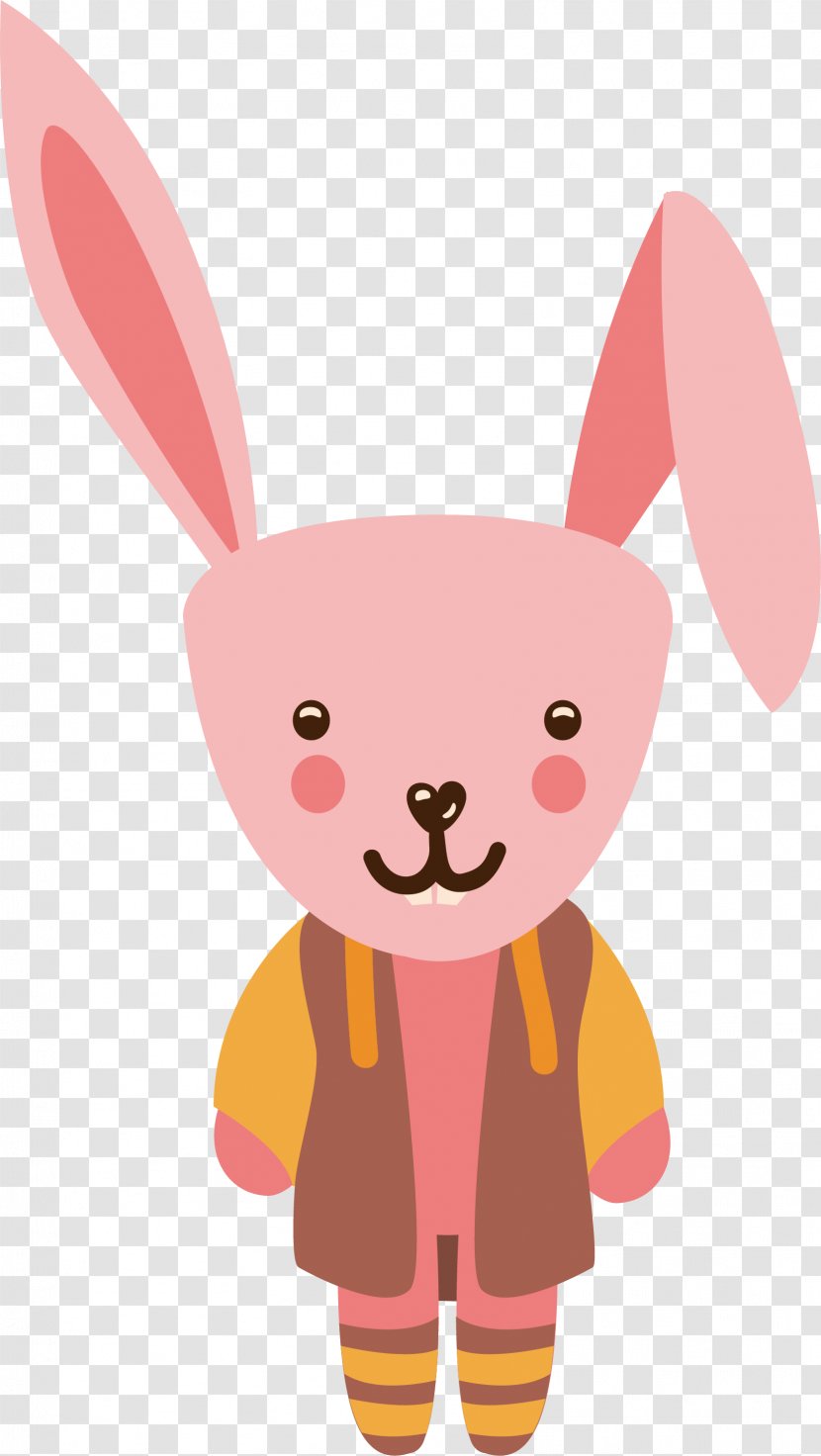 Easter Bunny Rabbit Illustration - Orange - Pink Cute Little Transparent PNG