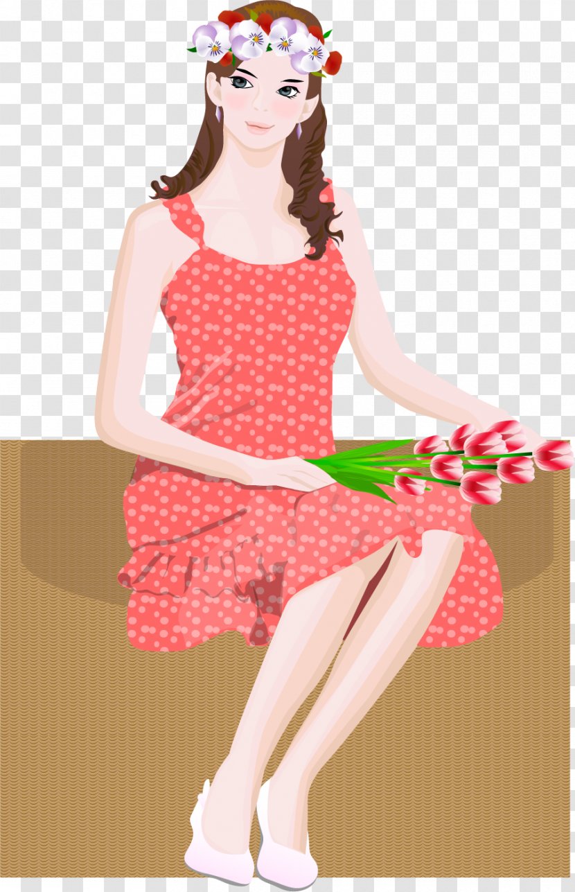 Sitting Woman Clip Art - Frame - Vector Painted On The Box Transparent PNG