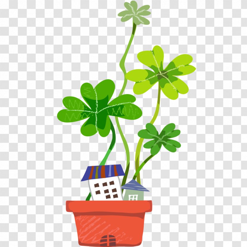 Vector Graphics Illustration Cartoon Image Four-leaf Clover - House Plant Love Transparent PNG