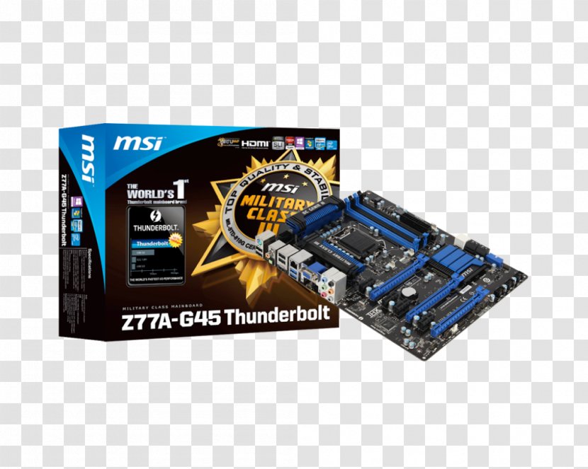 Intel For Msi Ms-7752 Laptop Motherboard Z77A-G45 Ver:1.1 Skt 1155 Ddr3 100% Thunderbolt LGA - Atx Transparent PNG
