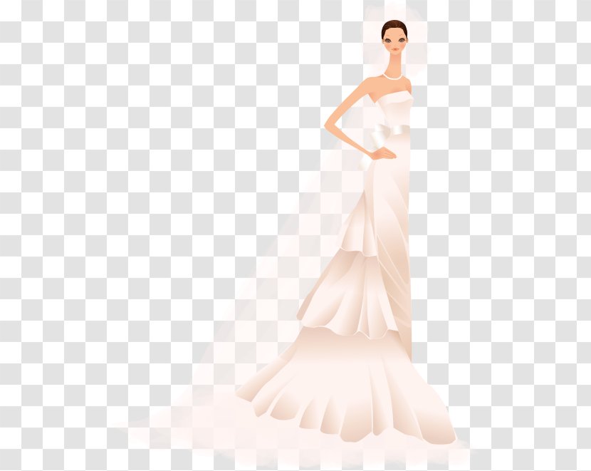 Cocktail Wedding Dress Satin Gown Bride - Watercolor - Vector Beautiful Transparent PNG