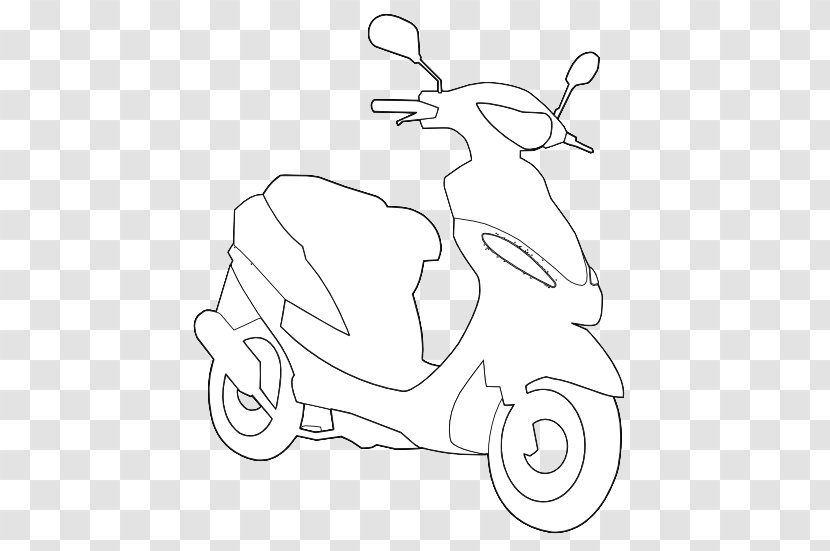 Scooter Drawing Line Art Black And White Clip - Flower Transparent PNG