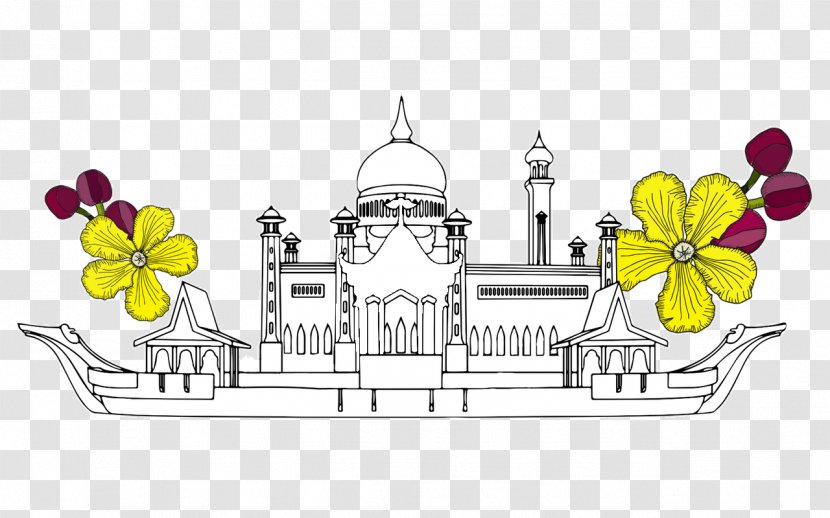 Floral Design Brunei Line Art Drawing - Plant - MOSQUE Transparent PNG