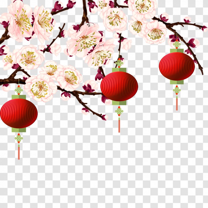Plum Blossom Chinese New Year - Lantern - Peach Transparent PNG