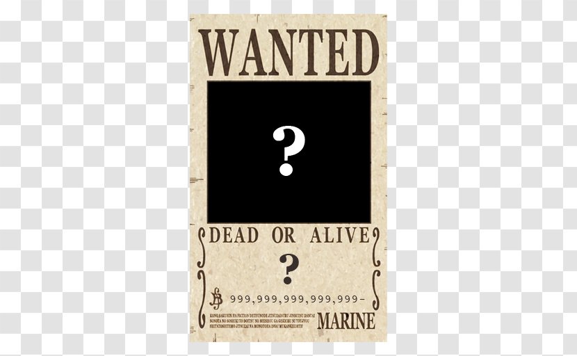 Monkey D. Luffy Wanted! Gol Roger Brook Wanted Poster - Heart - One Piece Transparent PNG