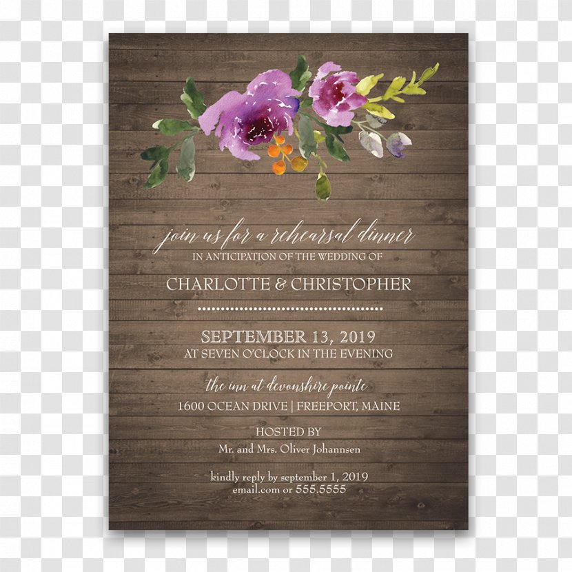 Wedding Invitation Flower Rehearsal Dinner RSVP - Greeting Card - Floral Transparent PNG