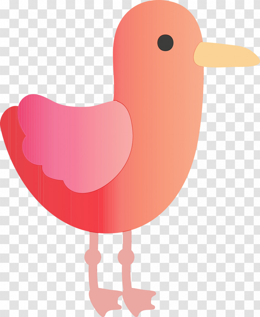 Pink Cartoon Bird Water Bird Heart Transparent PNG