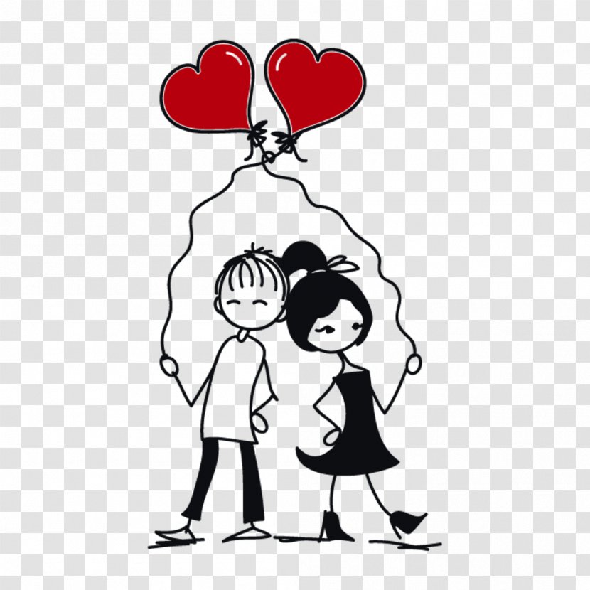 Cartoon Line Art Love Interaction Gesture - Blackandwhite - Happy Transparent PNG