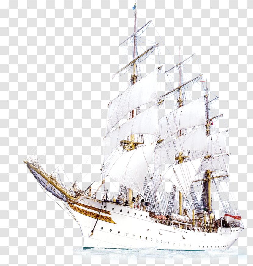 Sailing Ship Barque Clip Art - Boat Transparent PNG