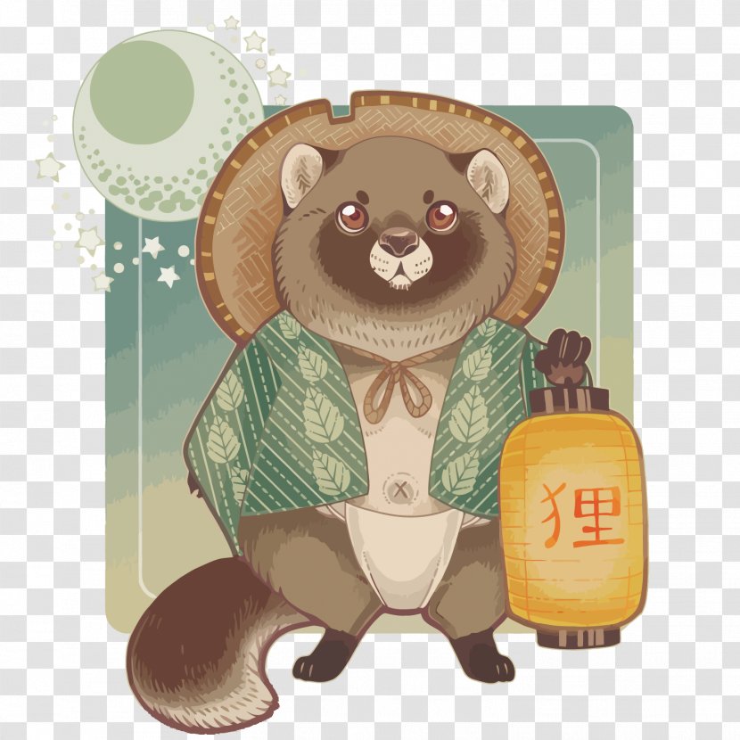 Japanese Raccoon Dog T-shirt Bunbuku Chagama - Flower - Vector Anchor Transparent PNG