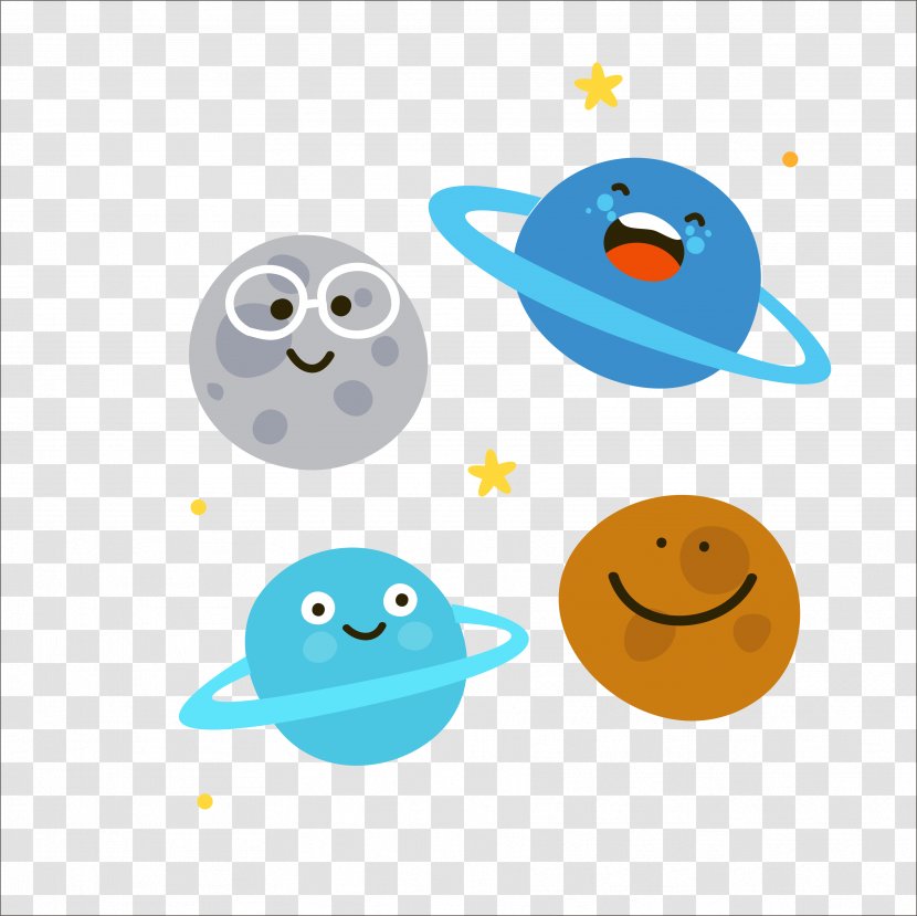 Solar System Planet Cartoon Illustration - Saturn - Flat Earth Icon Transparent PNG