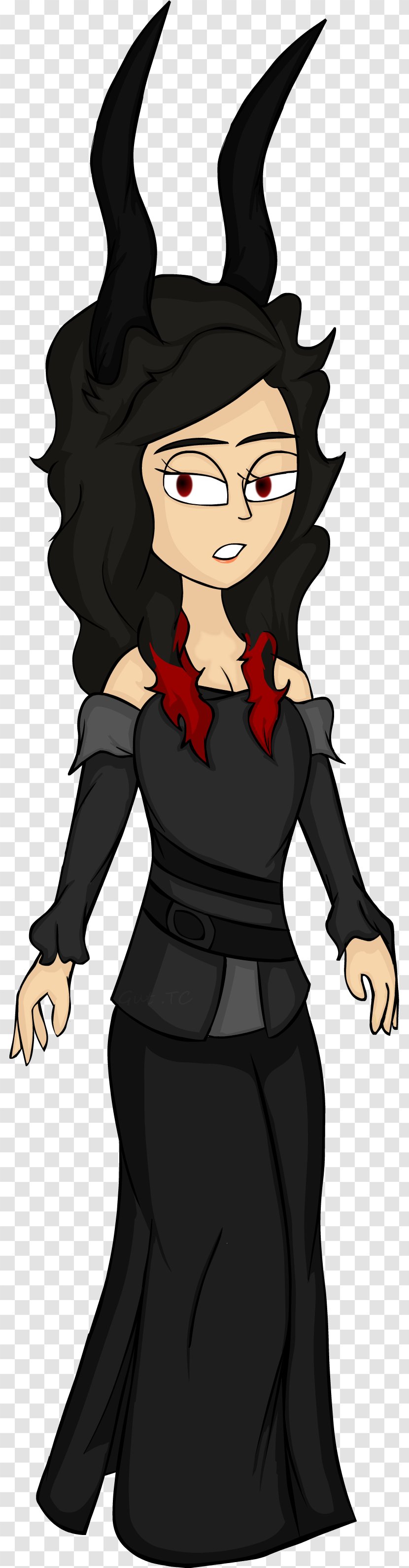 Demon Illustration Black Hair Cartoon Human - Tree Transparent PNG