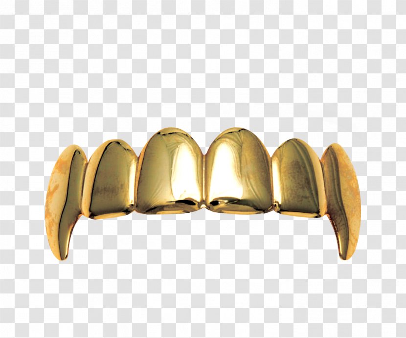 Gold Grill Jewellery Tooth Fang - Product Design - A Row Of Teeth Transparent PNG