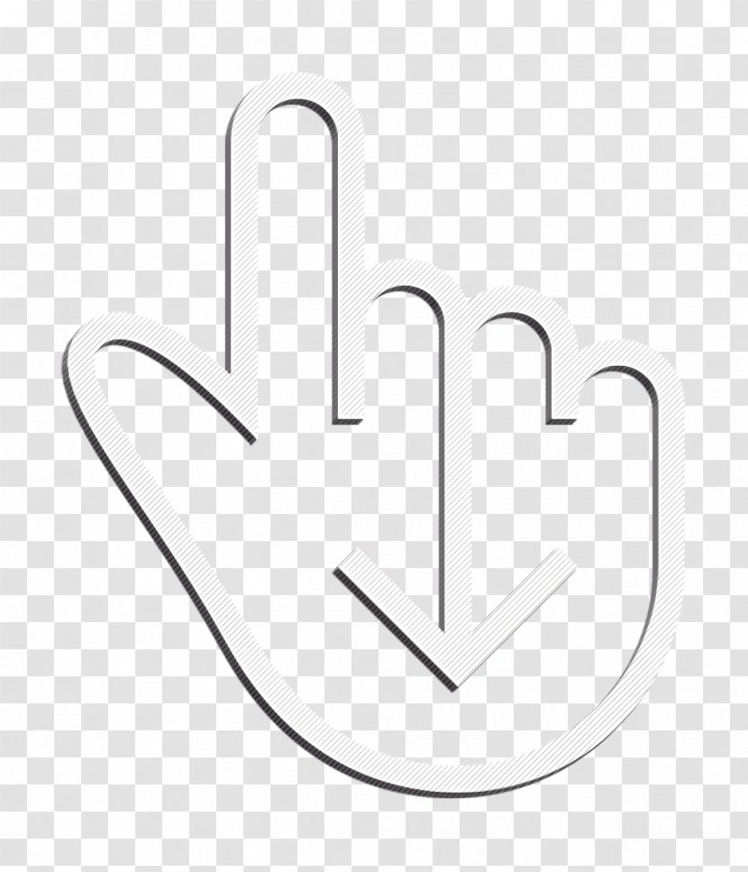 Down Icon Finger Gesture - Logo - Text Transparent PNG