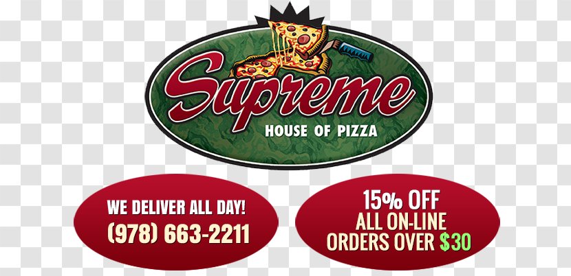 Supreme House Of Pizza North Billerica Logo Calzone - Brand - Piza Transparent PNG