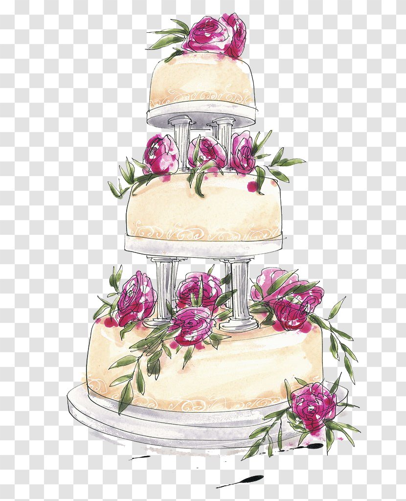 Wedding Cake Birthday Layer Chocolate - Icing - Hand Painted Transparent PNG
