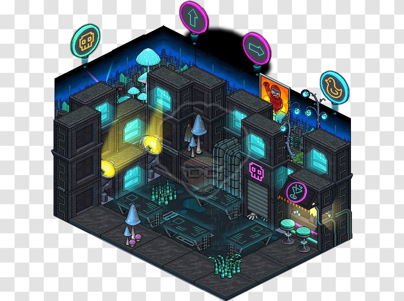 Habbo Cyberpunk Game Virtual Community City - Watercolor Transparent PNG