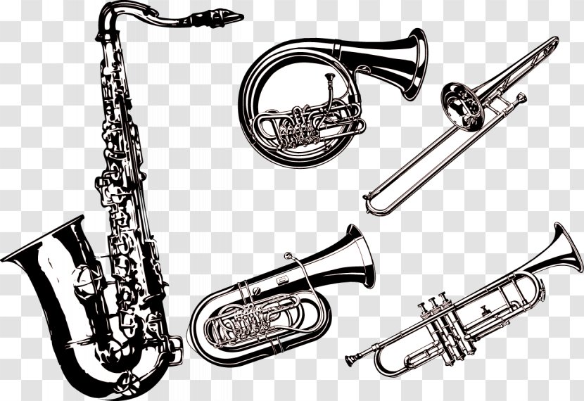 Musical Instrument Saxophone Piano French Horn - Tree - Five Band And Other Elements Of An Appropriate Amount Transparent PNG