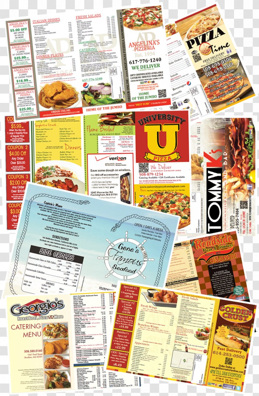 Take-out Paper Printing Menu Restaurant - Convenience Food - Flyer Transparent PNG