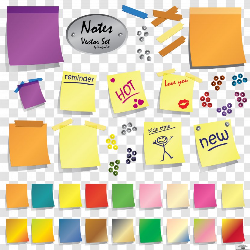 Sticky Notes - Watercolor - Cartoon Transparent PNG