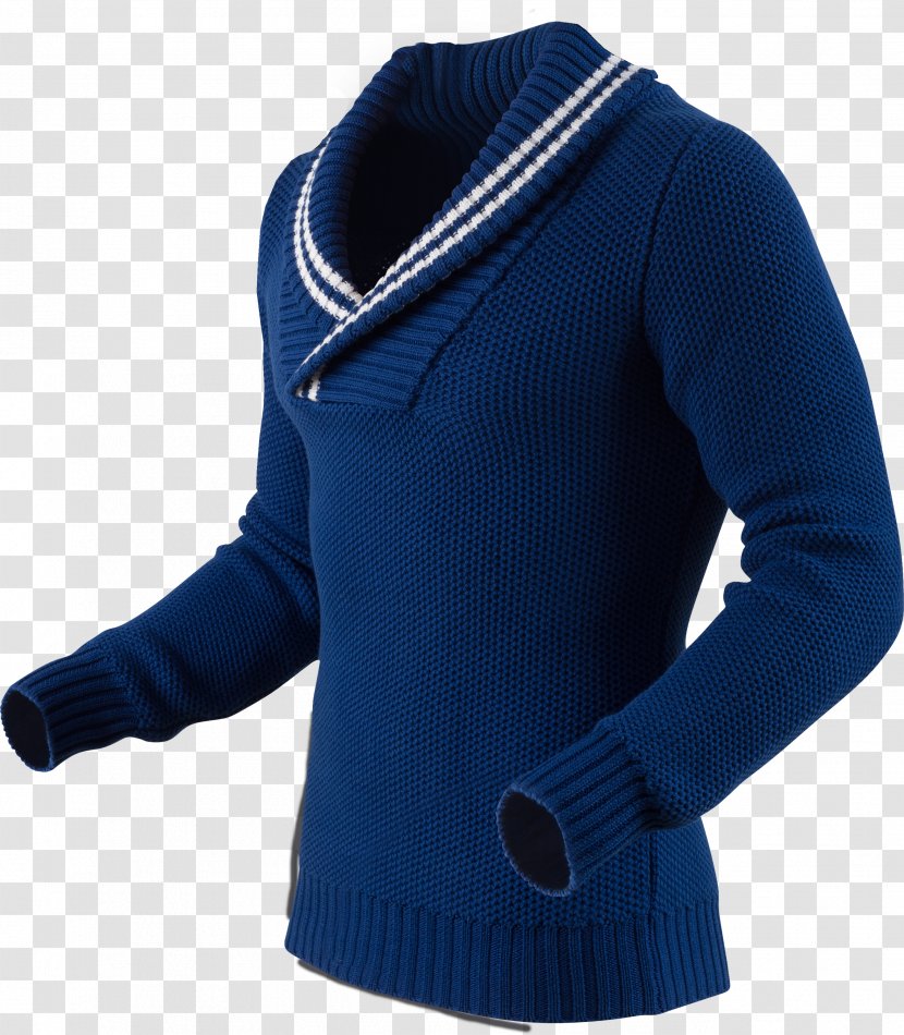 Sleeve Cobalt Blue Sweater Bluza Shoulder - Wool - Button Transparent PNG