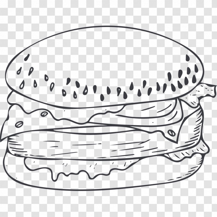 Cartoon Poster Black And White - Drawing - Hand Painted Burger Transparent PNG
