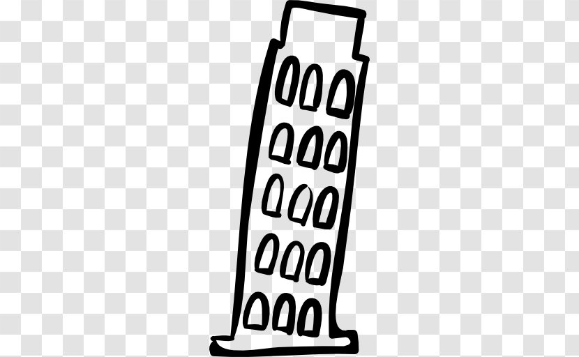 Pisa Building - Black And White - Hand-painted Leaning Tower Of Transparent PNG